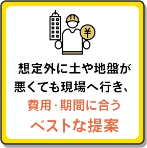 想定外に土や地盤が悪くても現場へ行き、費用・期間に合うベストな提案