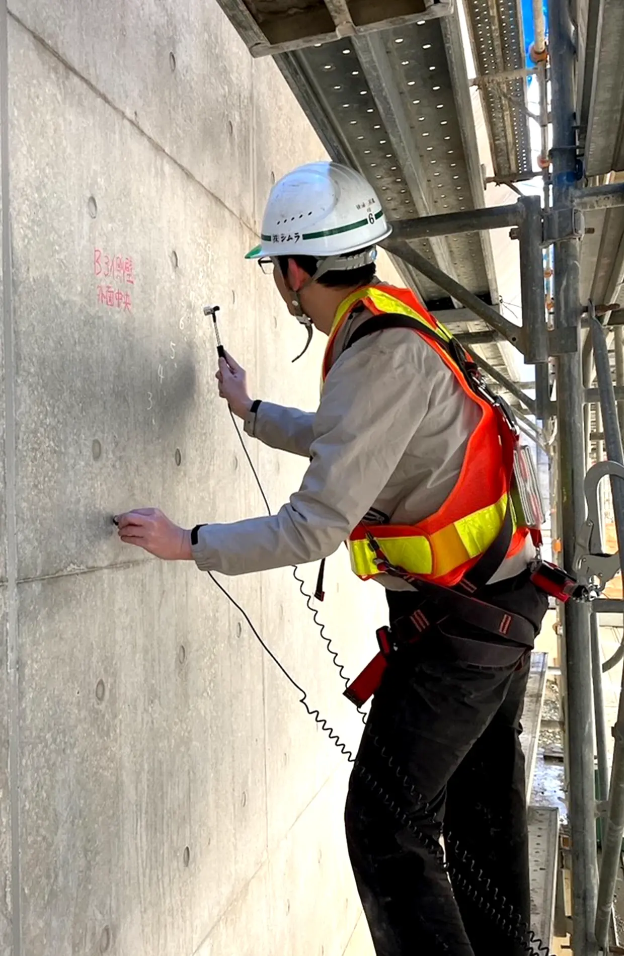 コンクリート構造物調査をおこなっている写真